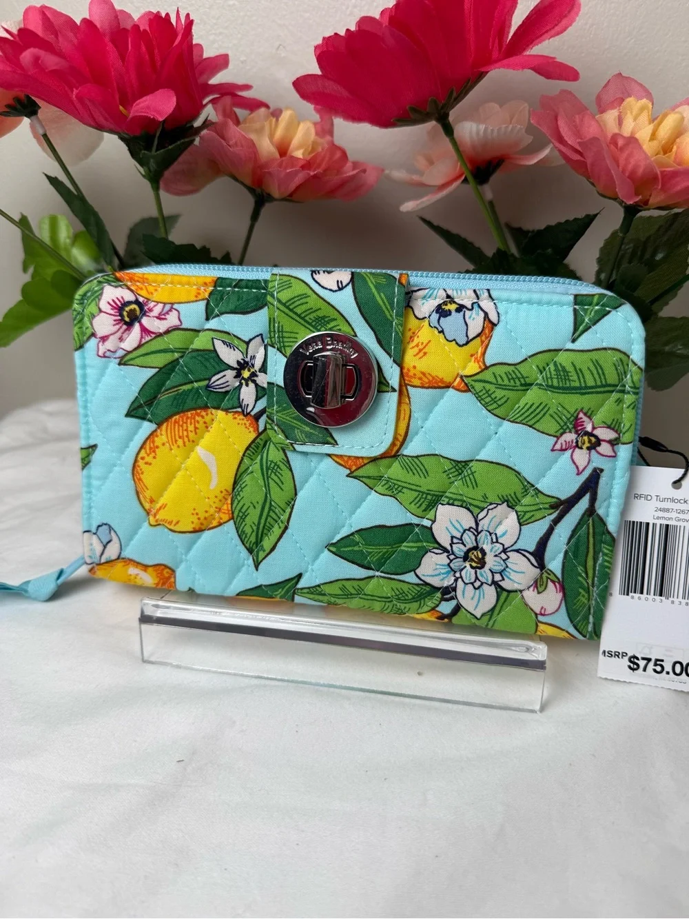 NWT Vera Bradley Lemon Grove RFID Turn Lock Wallet Retired Pattern LAST ONE! - Picture 3 of 9